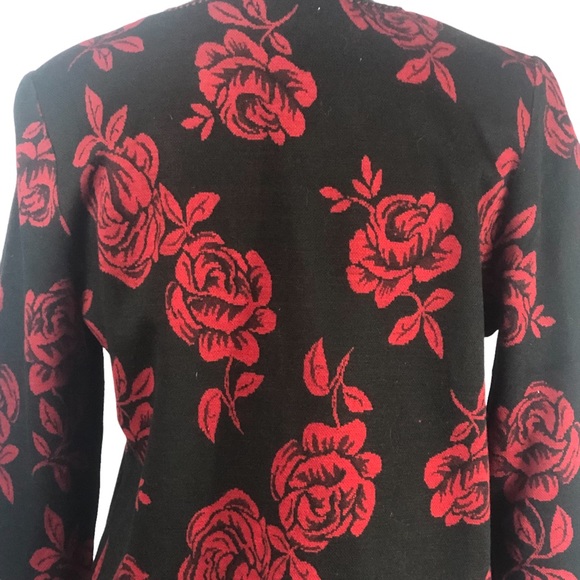 Miss Dorby Black Blazer Large Red Roses size Petite Small - Picture 7 of 10